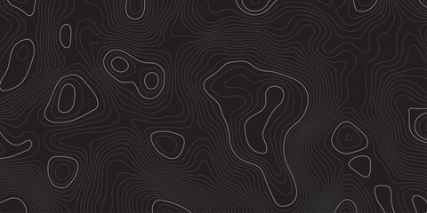 Dark abstract topographic contour map pattern with smooth flowing elevation lines and organic shapes, creating a modern minimal monochrome background ideal for digital design, branding, and wallpapers