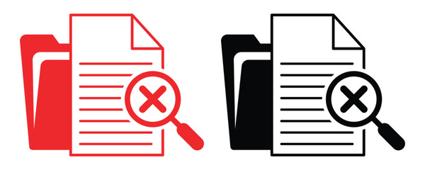 Delete Document Icon — Thin Line Editable Vector Illustration