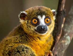 Naklejka premium Close-up of a Mongoose Lemur in its natural habitat.