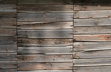 A rustic old wooden wall with weathered planks.