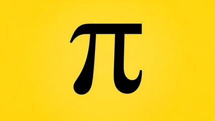 Pi mathematical constant symbol on yellow background for geometry and science