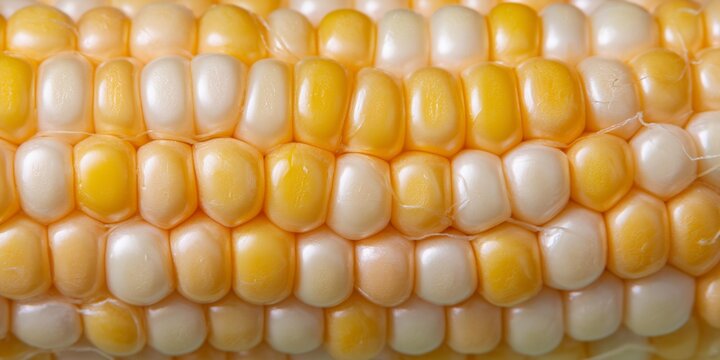 Close up of a corn cob with yellow and white kernels - Powered by Adobe