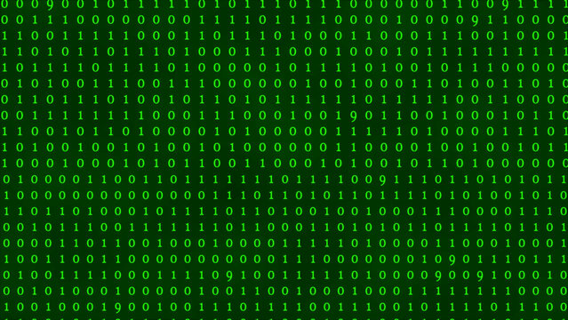 Flowing Green Binary Code Numbers on Black Background abstract bitstream