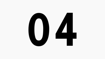 Bold Black Number 04 Centered on a White Background four numeral