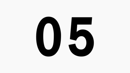 Bold Black Number 05 Centered on a White Background five numeral