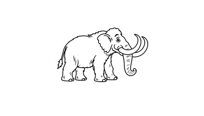 Obraz premium Cartoon mammoth standing with large tusks and smiling expression 