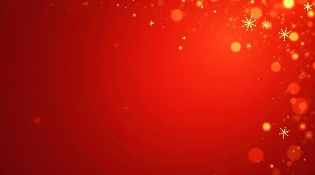 Festive red holiday background with glowing snowflakes and bokeh lights for Christmas and New Year celebrations