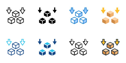 Putaway icon set multiple style vector collection 
