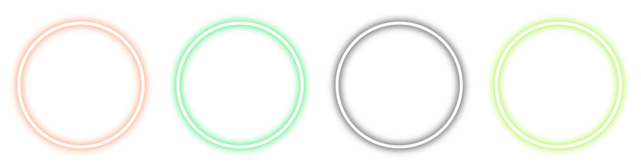 Collection of neon colorful rectangle frame glow light border rounded corners laser beam outline empty transparent background design abstract bright glow edge template effect design png