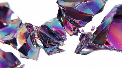 Abstract Iridescent Broken Crystal Fragments