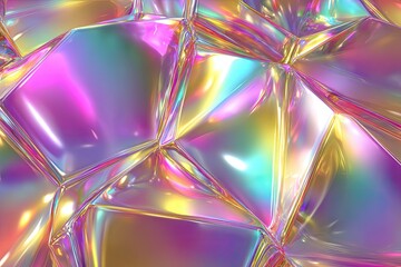 Abstract Geometric Holographic Pattern With Multicolored Texture