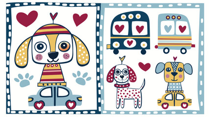 Fototapeta premium set of funny cartoon illustration
