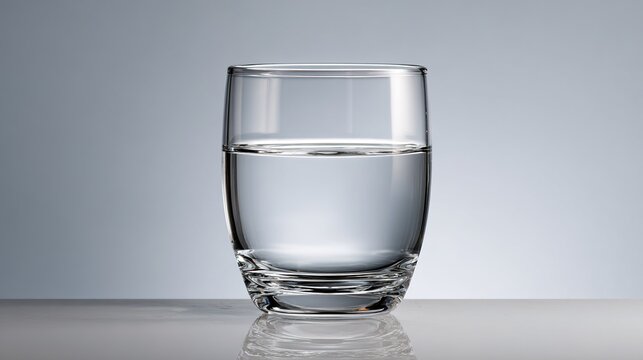 meniscus. Glass of water filled to the brim forming a convex meniscus, studio lighting. STEM education sheets, lab safety posters, designed for STEM education and laboratory safety posters.