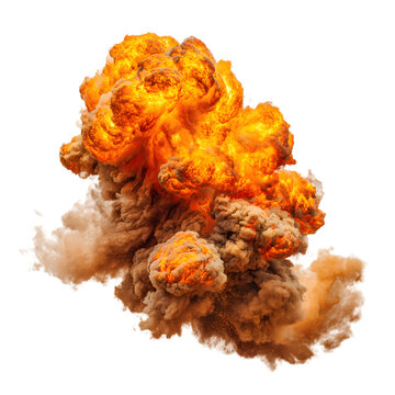 Vibrant Fiery Orange and Yellow Explosion with Brown Smoke