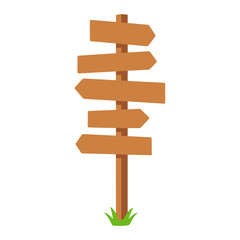 Blank Wooden Signpost with Multiple Arrows Outdoor Direction Template