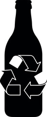 Recycling glass bottle silhouette with arrows