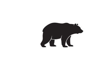 Silhouette of Big Bear Walking on Transparent Background