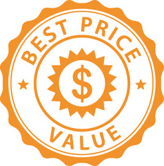 Best price value seal orange dollar sign badge