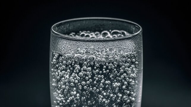 desorption. A glass of carbonated drink with rising bubbles and condensation on a clean background. bar promotions, beverage menus, designed for product packaging and bar promotions.
