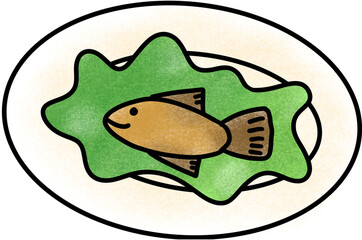 fish on vegetable