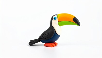 Fototapeta premium Colorful toucan figure made of clay showing vibrant details and cute design