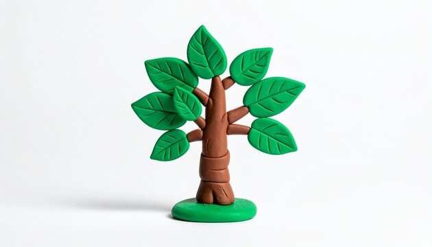 Colorful clay tree with detailed leaves standing on a flat surface showcasing creativity and craftsmanship