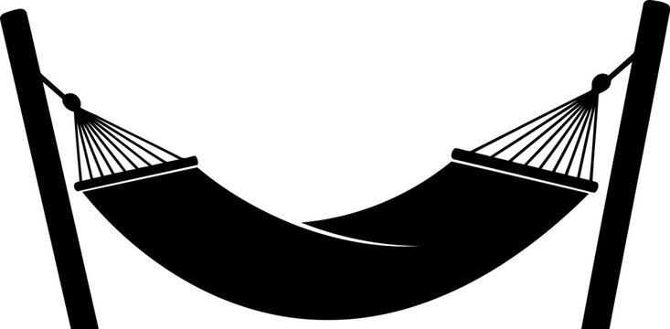 Black hammock silhouette relaxing outdoor leisure