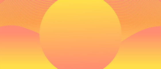 Abstract horizontal back with orange gradient wave, round, lines. Minimalistic back creating dynamic visual effect. Trendy volumetric 3d stripes design on gradient background. Features vector backdrop