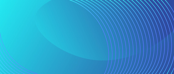 Abstract horizontal background with blue gradient wave lines. Minimalistic back creating dynamic visual effect. Trendy volumetric 3d stripes design on gradient background. Features vector backdrop.