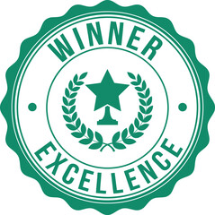 Green winner excellence award stamp