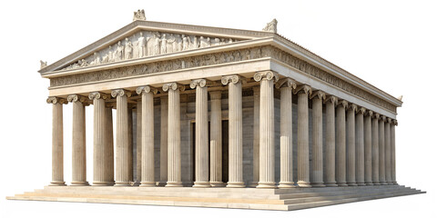 Fototapeta premium Classical Greek Temple Facade, Ancient Doric Columns and Pediment Architecture