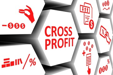 CROSS PROFIT concept cell background 3d illustration