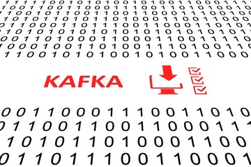 KAFKA concept binary code 3d illustration