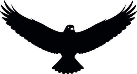 Black silhouette eagle flying wings spread