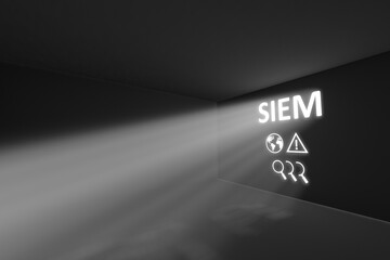 SIEM rays volume light concept 3d illustration
