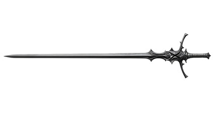 Ornate gothic rapier sword with intricate hilt and long blade isolated on transparent background