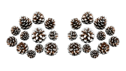 Pinecone arrangements, isolated on transparent background