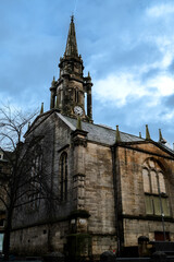 Fototapeta premium Historic Tron Kirk architecture and clock tower in Edinburgh