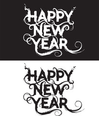 Happy new year creative lettering vector design concept template illustration for banner poster or greeting card decoration art