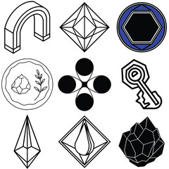 Abstract 3d isometric stone architecture symbol