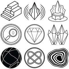 Abstract 3d isometric stone symbol with geometric shapes