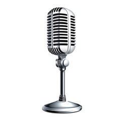 Fototapeta premium Classic vintage silver microphone on a stand isolated on transparent background