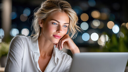 Astrologer Using Astrology Software on Laptop at Night with Cosmic Background, Digital Horoscope Reading and Modern Technology Concept, Copy Space