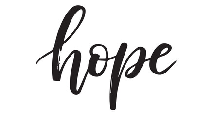 Fototapeta premium Calligraphic word hope on a white background, evoking a feeling of optimism and expectation for a positive future with strong brush strokes