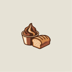 vector illustration of a chocolate cake with bread