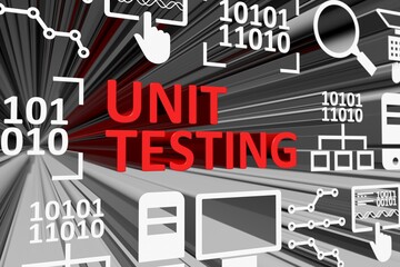 UNIT TESTING concept blurred background 3d render illustration