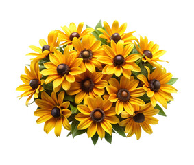 Naklejka premium Abundance of vibrant yellow Black Eyed Susans in full bloom, top view