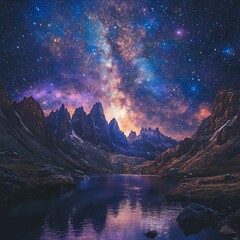 Breathtaking celestial lights brightening mountain landscape high resolution picture
