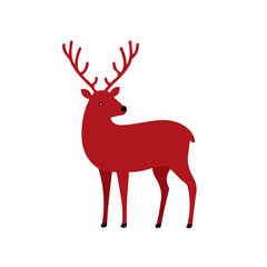 Clean 2D flat vector depiction of a Reindeer, designed in minimalist modern style with white background.