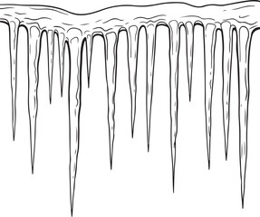 Fototapeta premium Line art of icicles hanging a winter cold snap